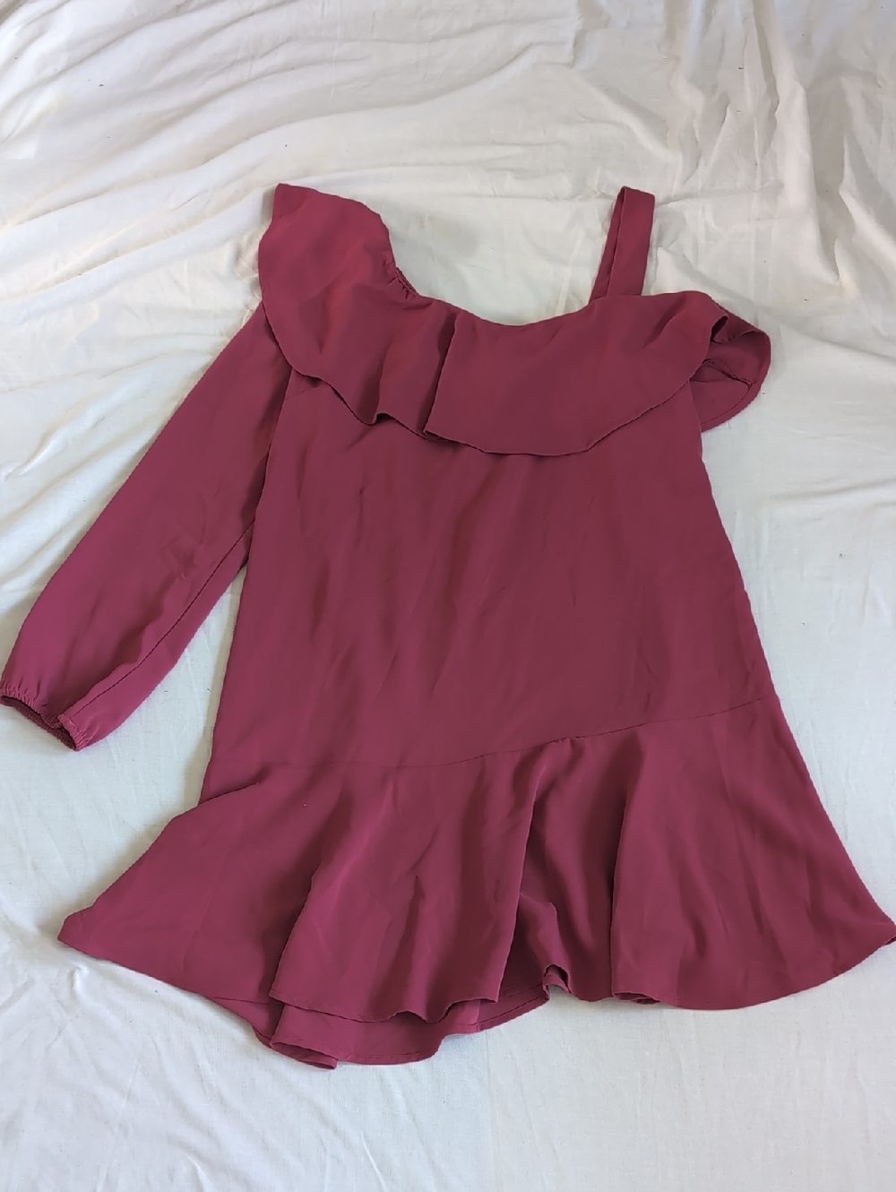 Skies Are Blue One-Shoulder Ruffle Blouse